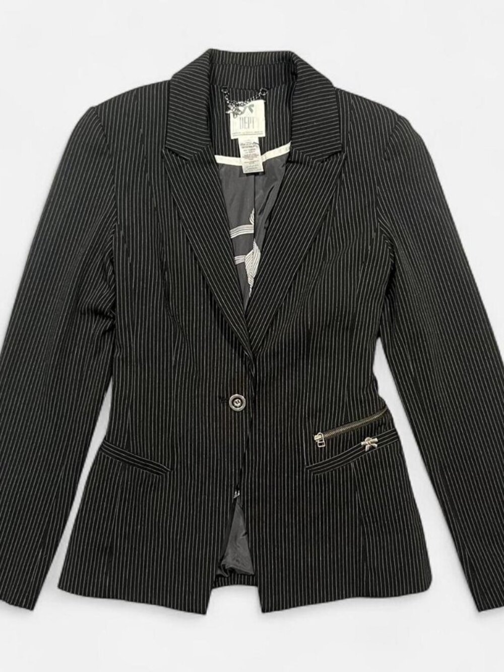 Pinstripe Lace-Up Blazer